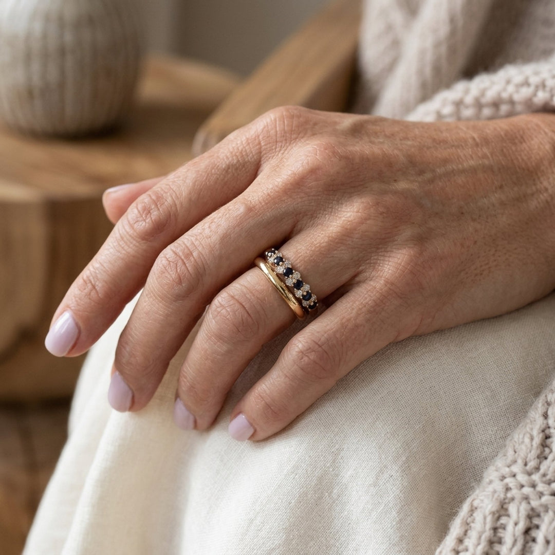 Alternating Gemstone Gold-Plated Ring