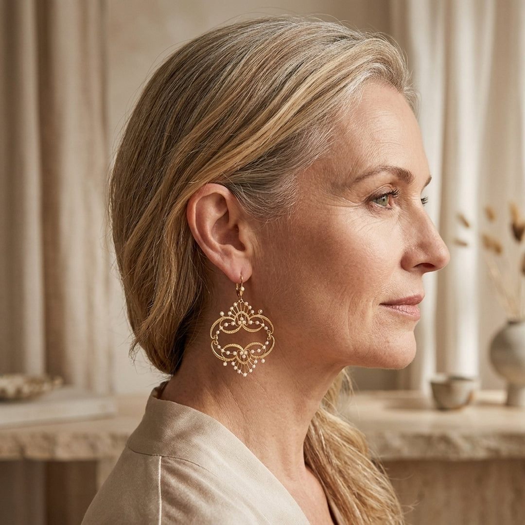 Gold-Plated Filigree Drop Earrings