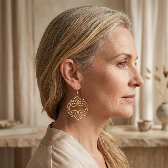 Gold-Plated Filigree Drop Earrings
