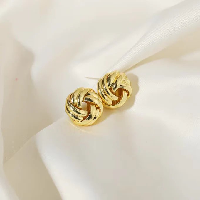 Polished Twisted Knot Stud Earrings