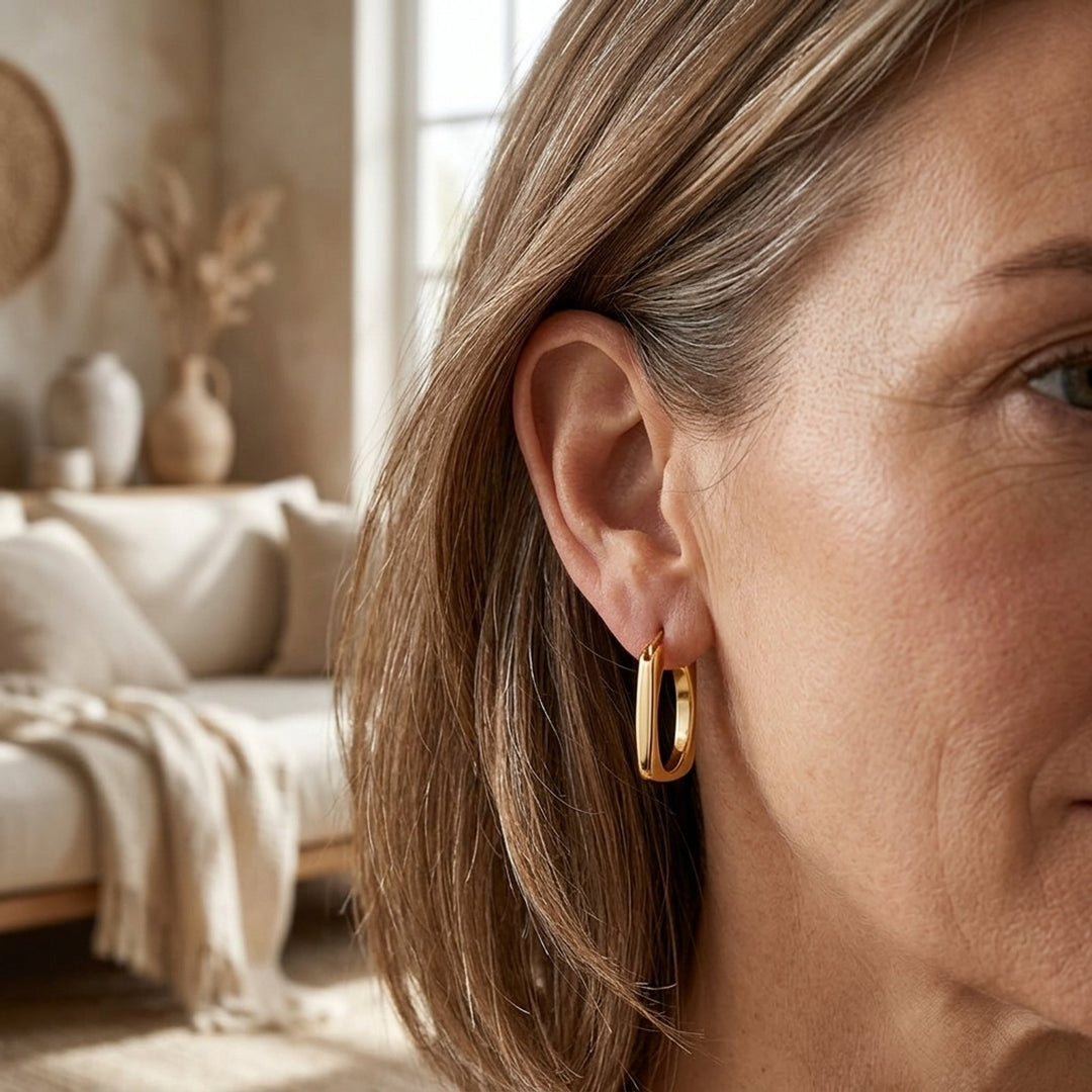 Polished Stainless Steel Hoop Earrings