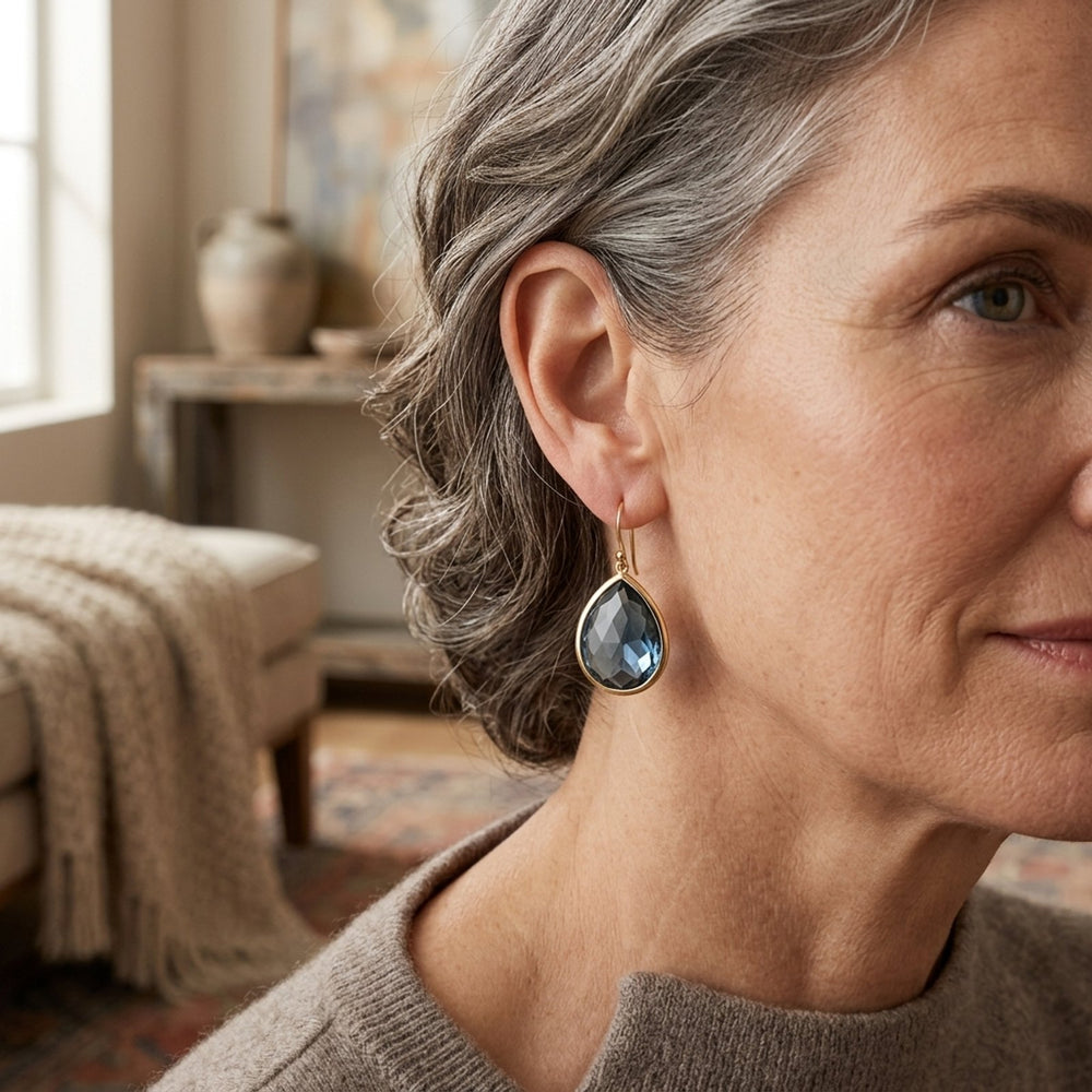 Faceted Teardrop Hook Earrings