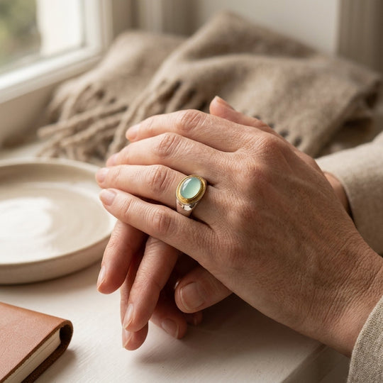 Two-Tone Bezel Set Cabochon Ring