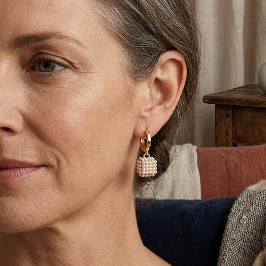 Gold-Tone Pearl Ball Drop Earrings