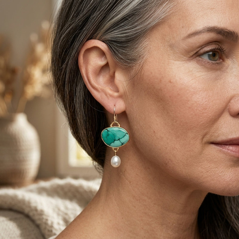 Turquoise Pearl Drop Earrings