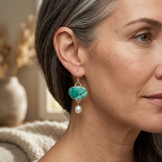 Turquoise Pearl Drop Earrings