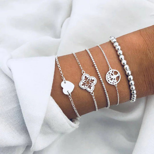 Multi-Chain Stone Beaded Bracelet Set