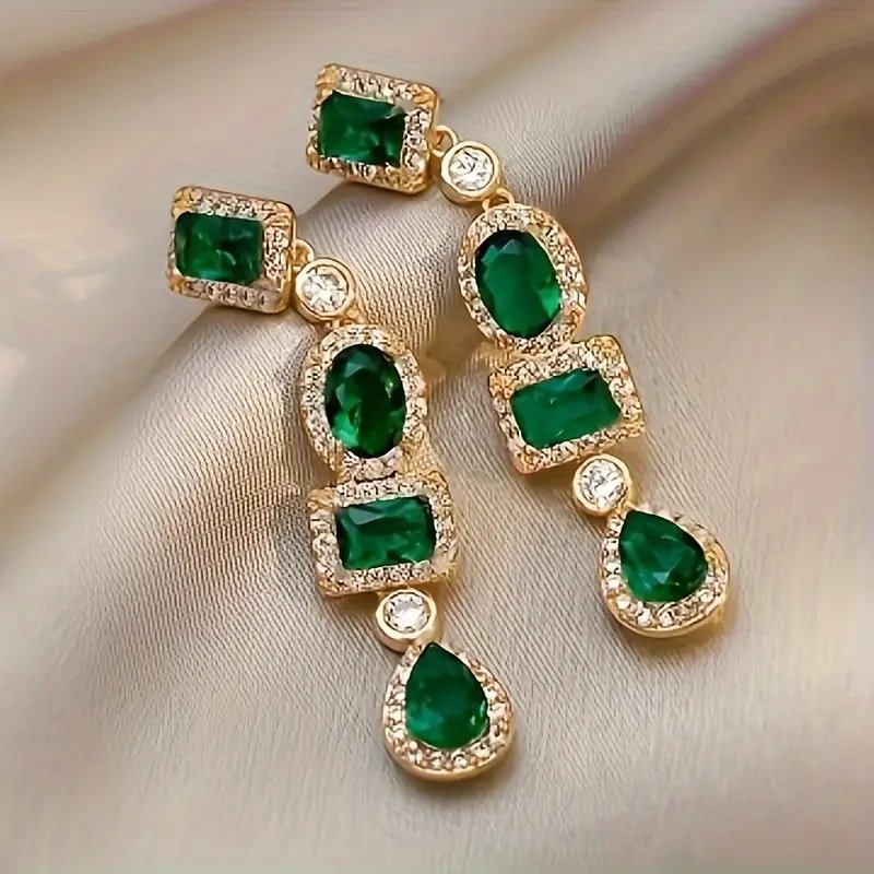 18K Gold-Plated Multi-Stone Drop Earrings