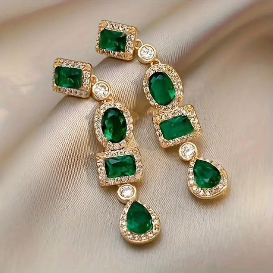 18K Gold-Plated Multi-Stone Drop Earrings