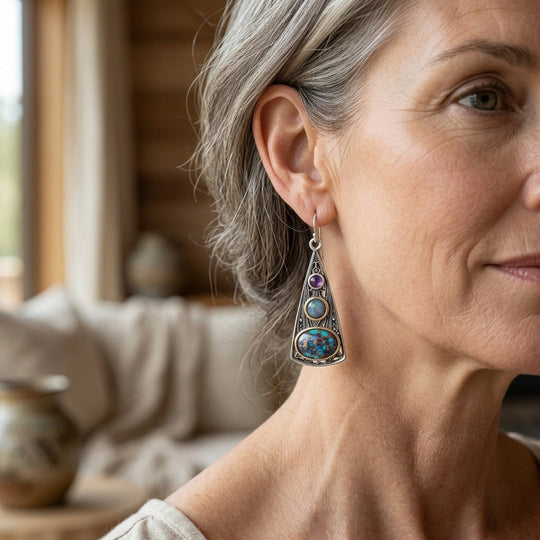 Sterling Silver Triangular Drop Earrings