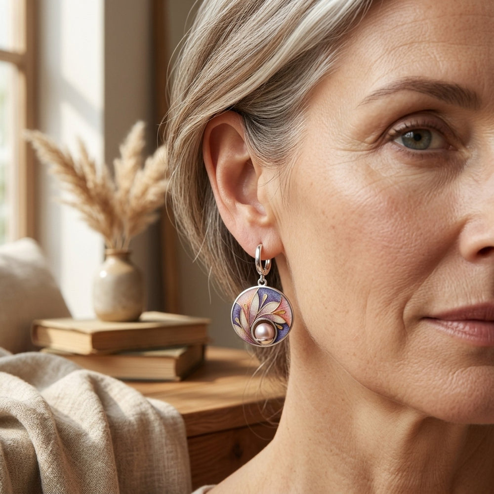 Hand-Painted Pearl Drop Earrings