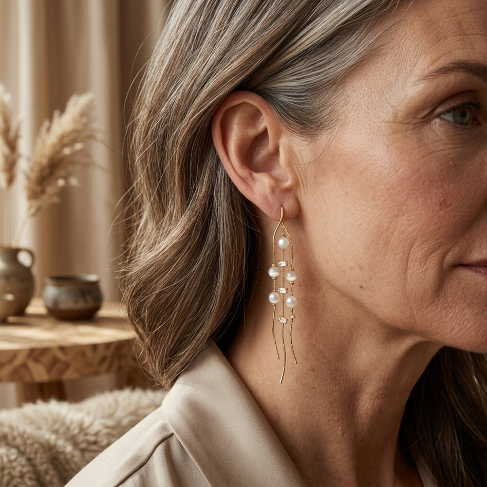 Gold-Plated Pearl Drop Earrings