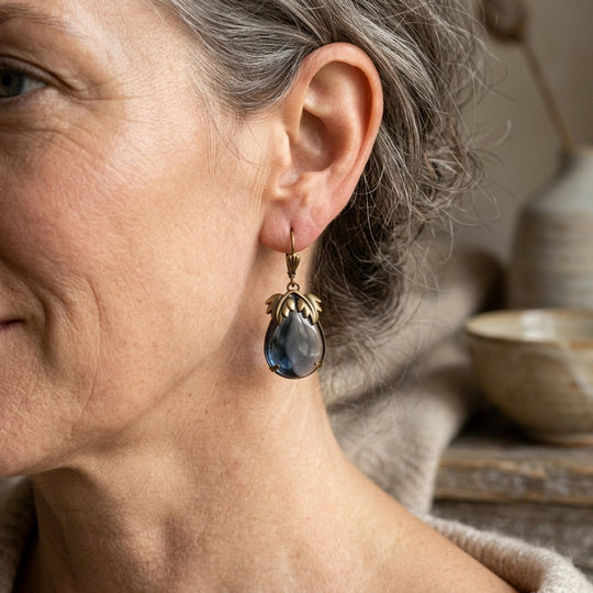 Antique Bronze Leaf Teardrop Earrings