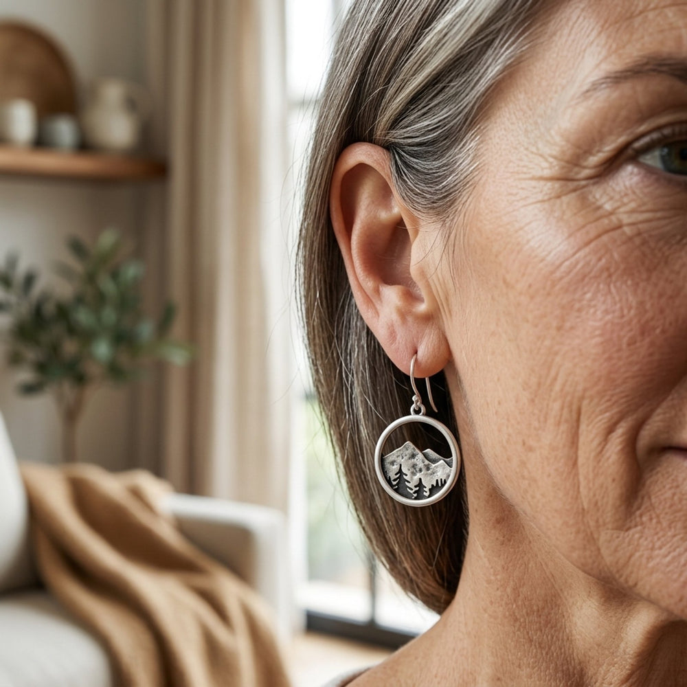 Sterling Silver Mountain Forest Earrings