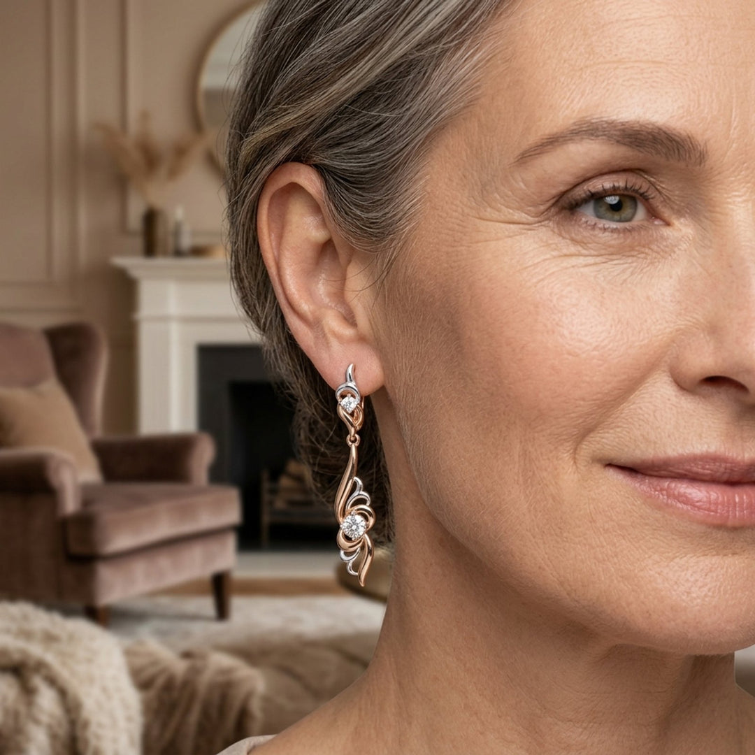 Two-Tone Drop Earrings