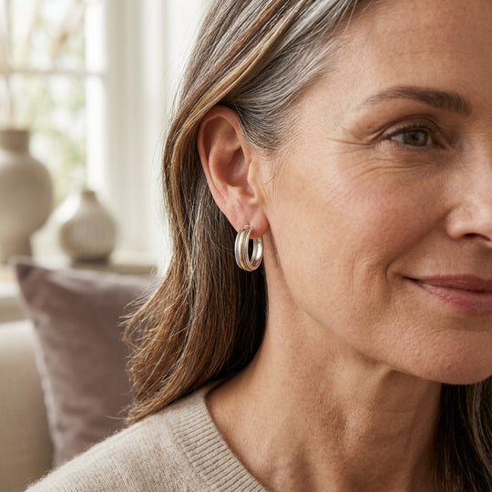 Rope-Detail Sterling Silver Hoop Earrings