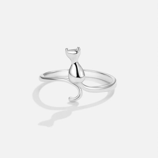 Adjustable Sterling Silver Cat Silhouette Ring