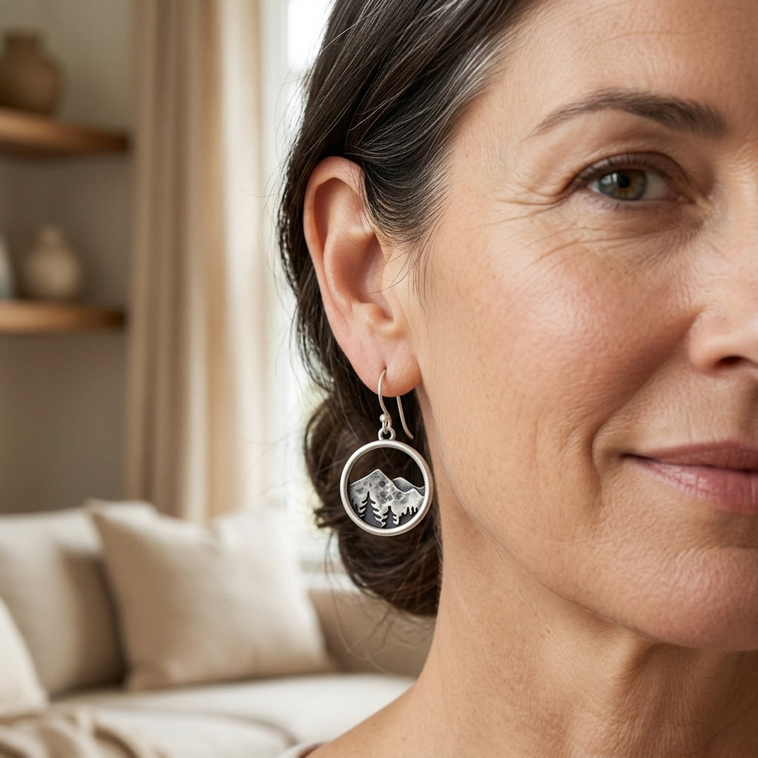 Sterling Silver Mountain Forest Earrings
