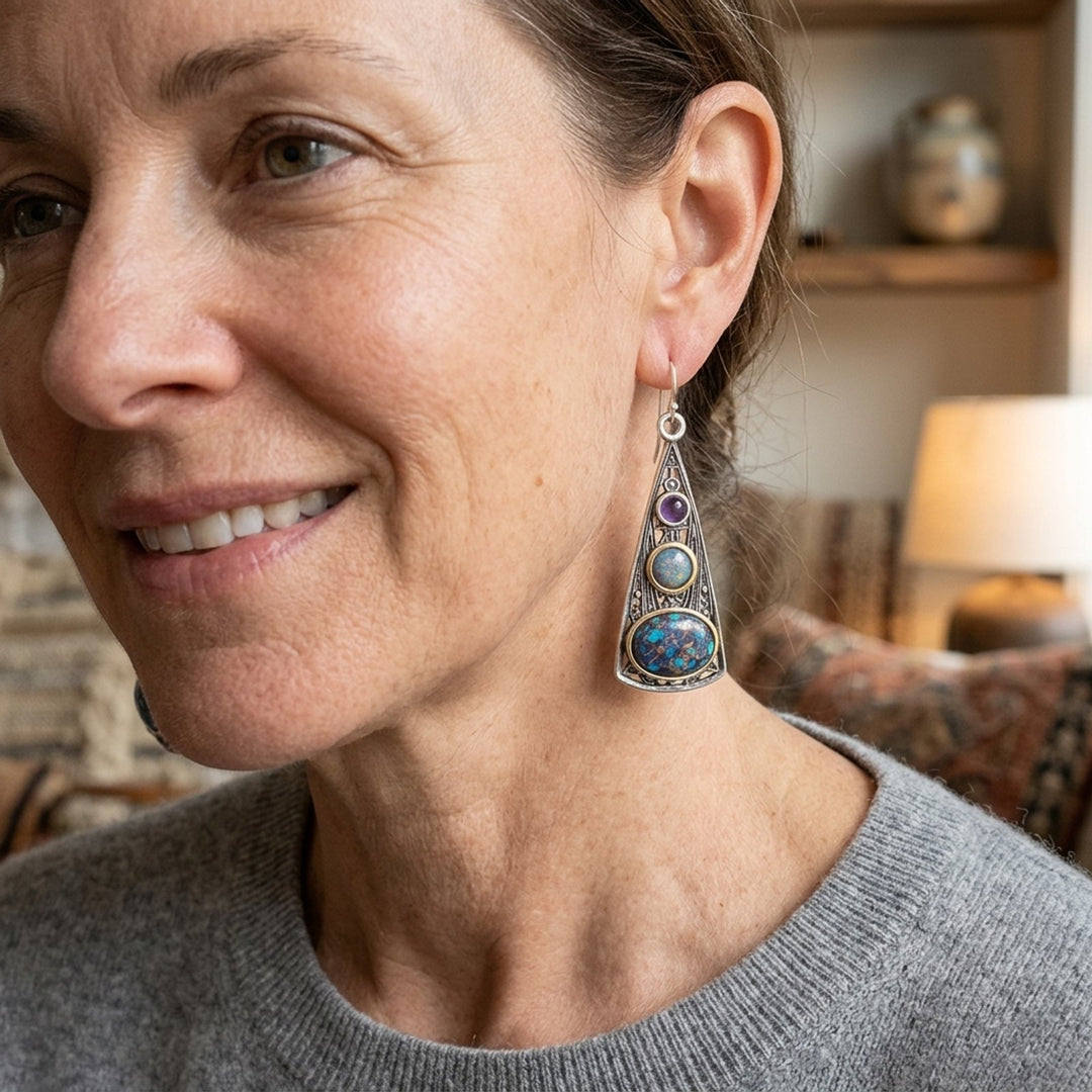 Sterling Silver Triangular Drop Earrings