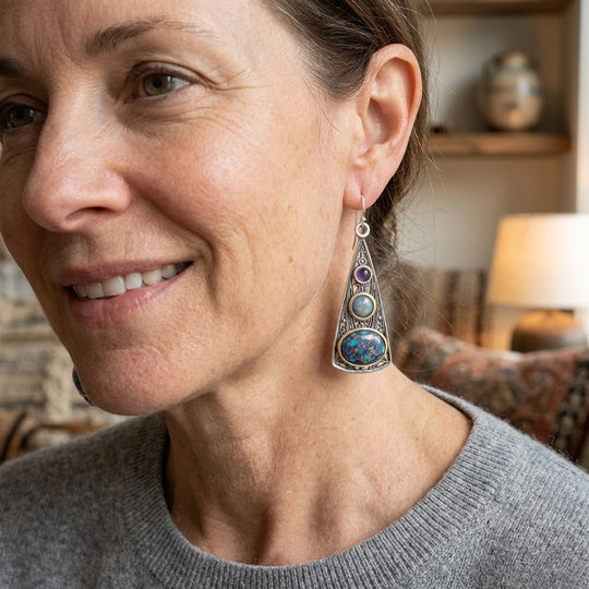 Sterling Silver Triangular Drop Earrings