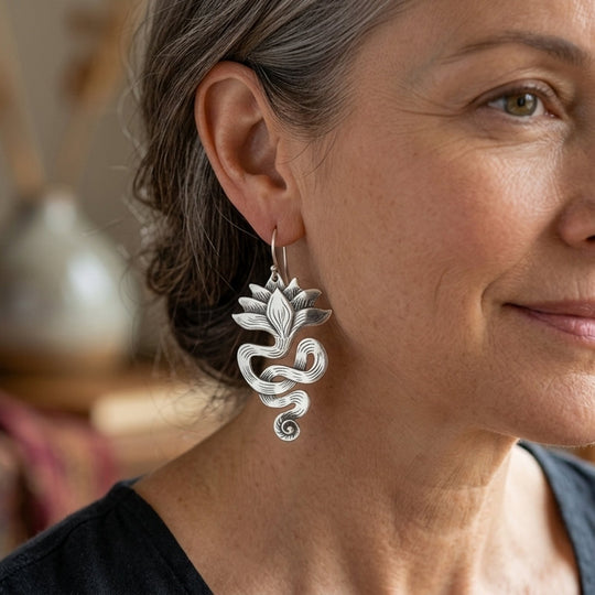 Handcrafted Sterling Silver Snake Earrings