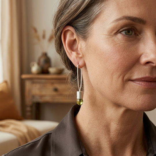 Sterling Silver Peridot Drop Earrings