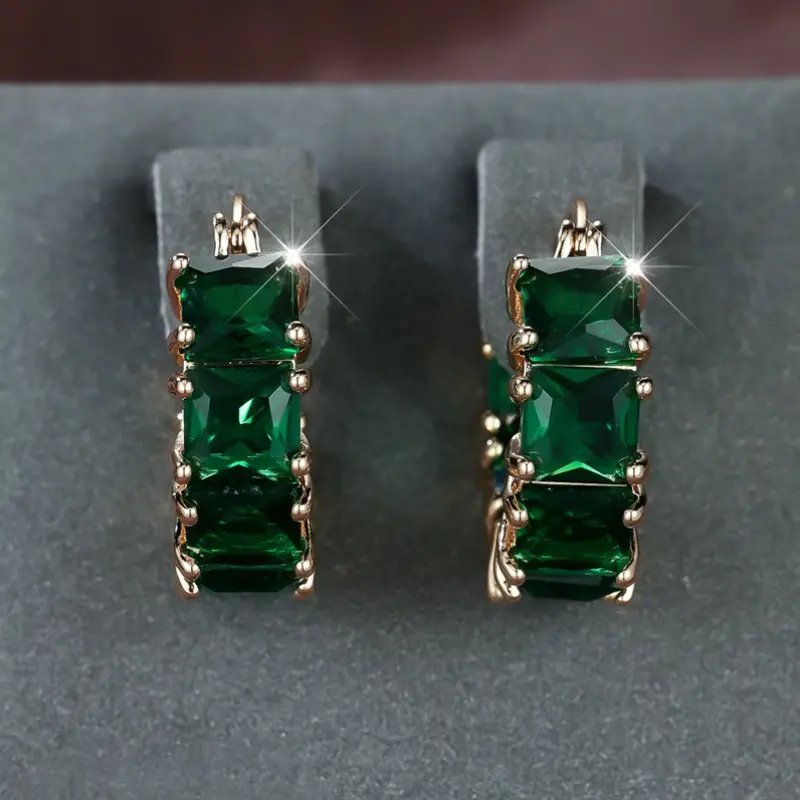 Chunky Hoop Gemstone Prong-Set Earrings
