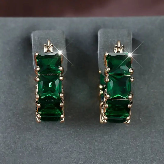 Chunky Hoop Gemstone Prong-Set Earrings
