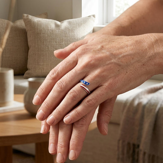 Patriotic Star Striped Wrap Ring