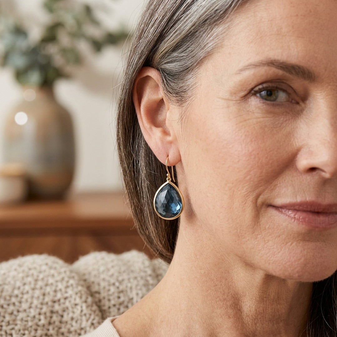 Faceted Teardrop Hook Earrings