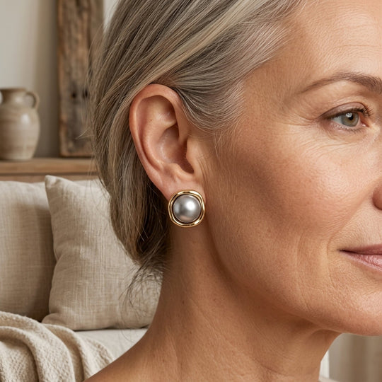 Gold-Plated Pearl Stud Earrings