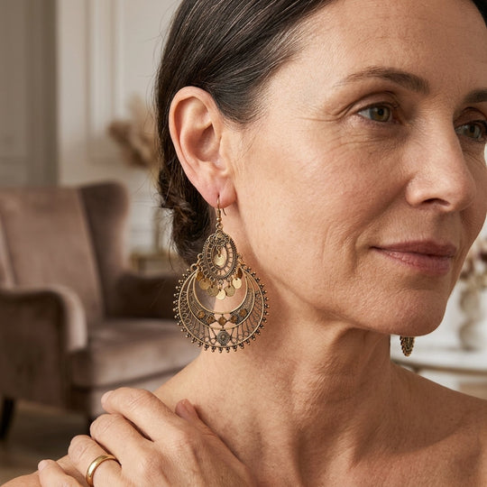 Ornate Layered Chandelier Drop Earrings
