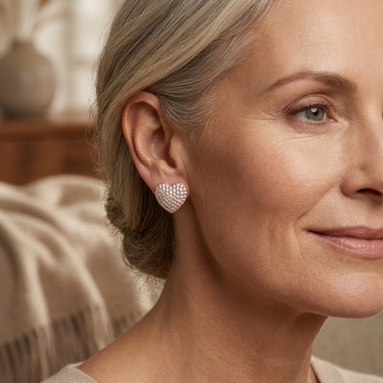 Pavé Heart Stud Earrings