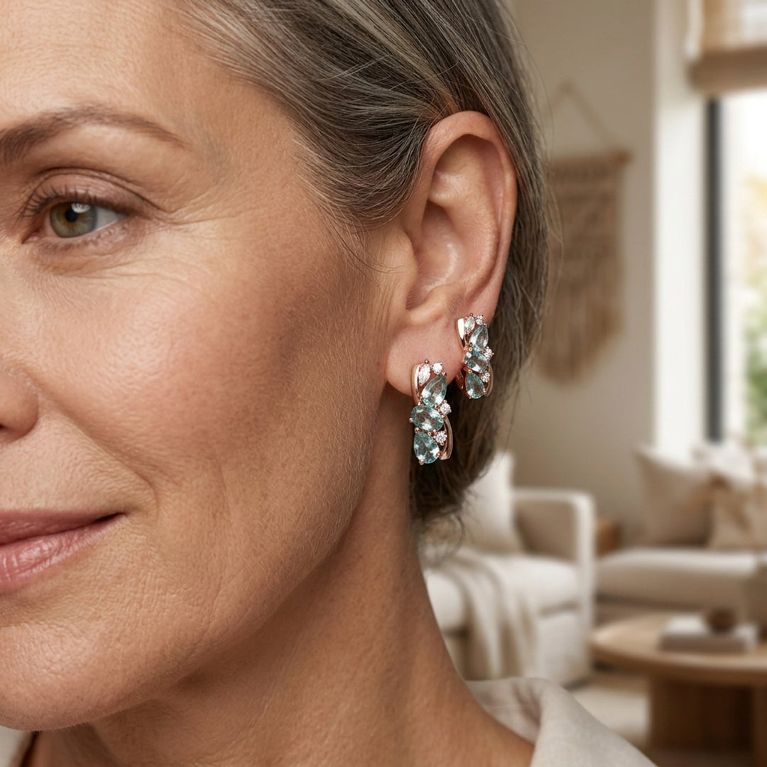 Gold Multi-Stone Hoop Earrings