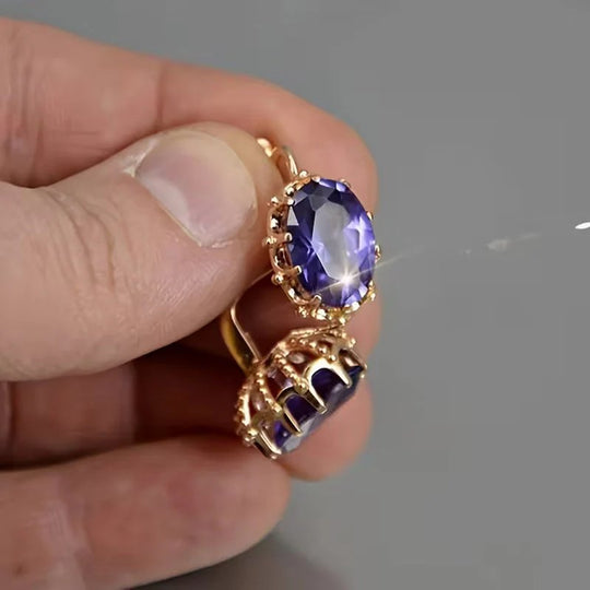 Crown-Set Amethyst Stud Earrings