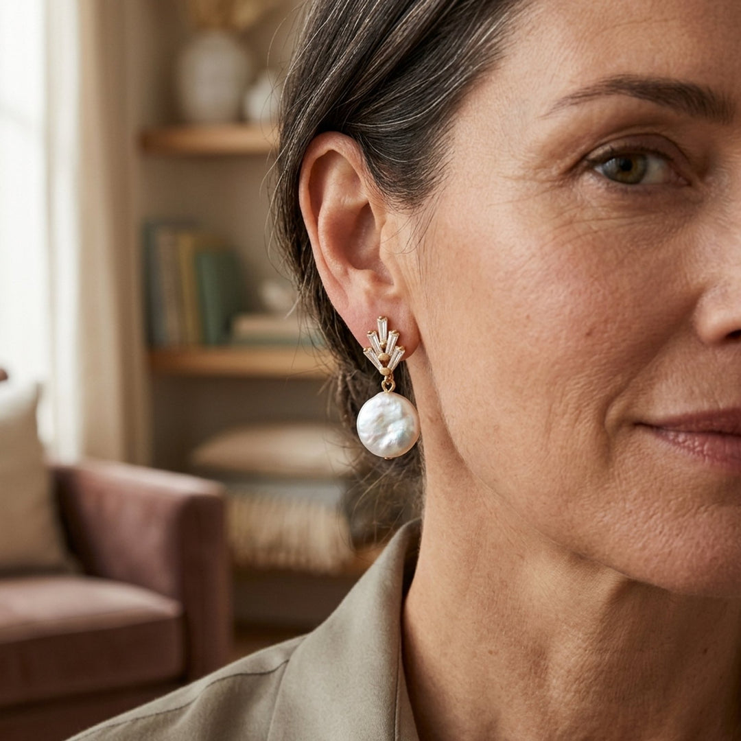 Gold-Tone Baroque Pearl Drop Earrings