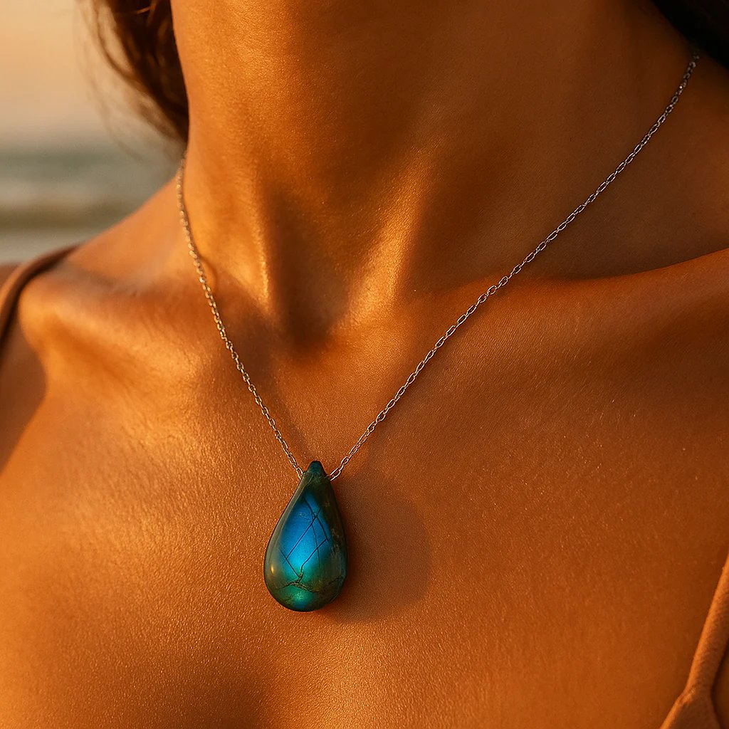 Teardrop Labradorite Chain Necklace