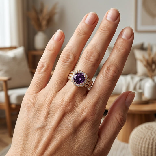 Halo Setting Multi-Band Ring