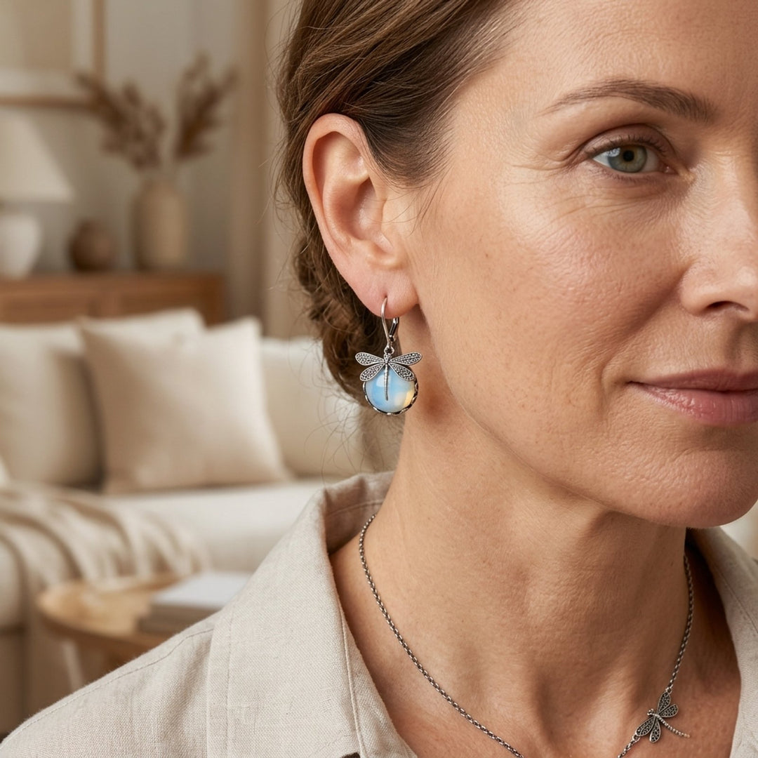 Sterling Silver Dragonfly Drop Earrings