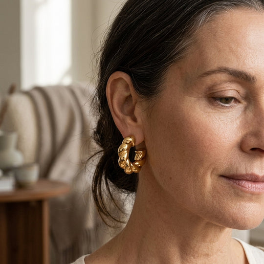 Twisted Rope Design Hoop Earrings