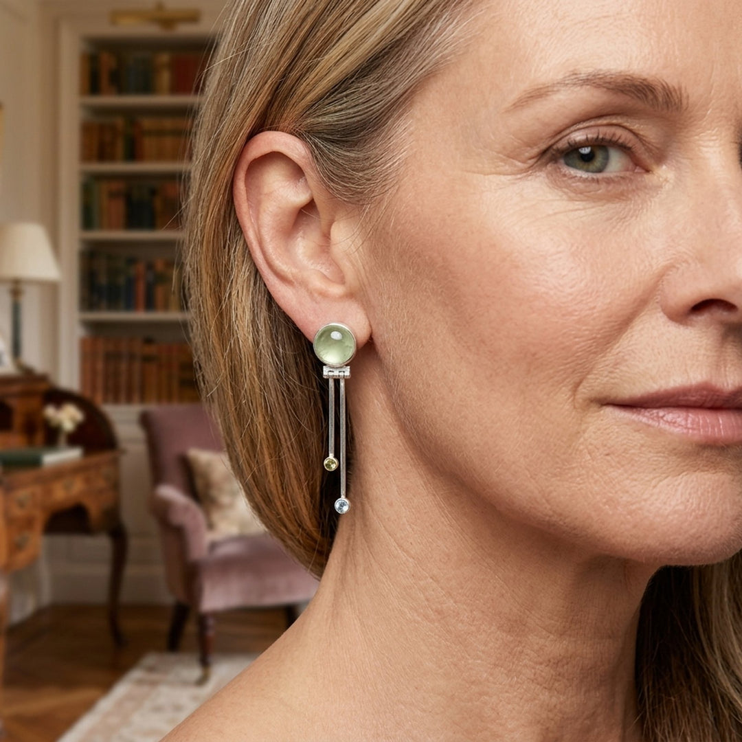 Prehnite Sterling Silver Drop Earrings