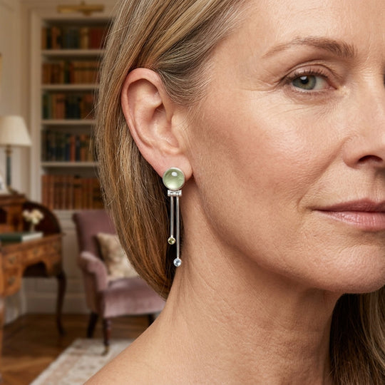 Prehnite Sterling Silver Drop Earrings