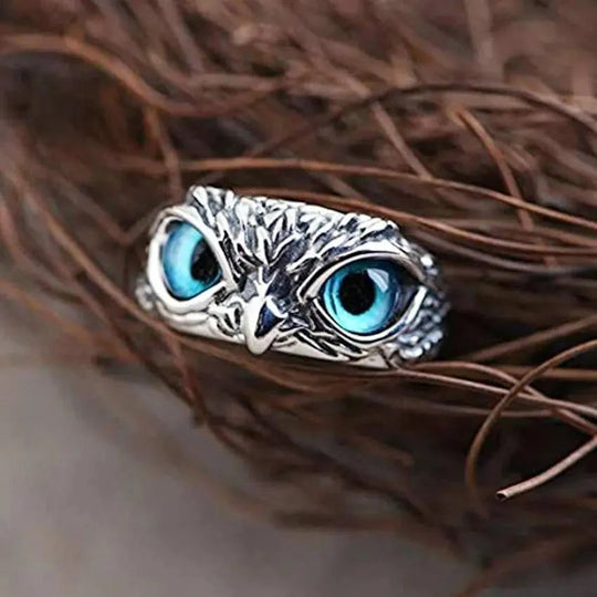 Sterling Silver Owl Eyes Statement Ring