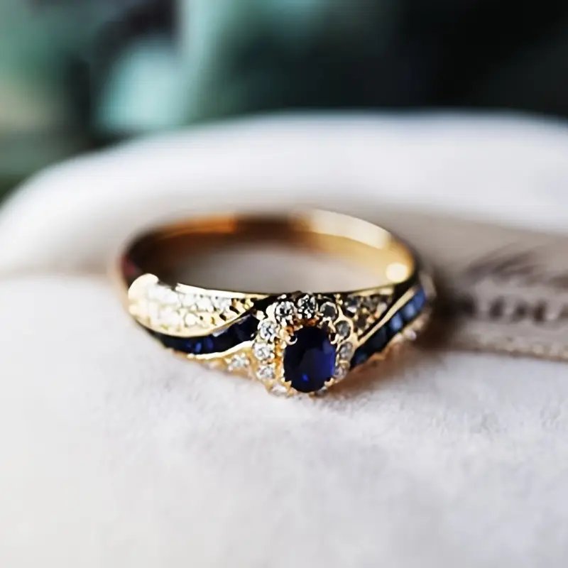 Sapphire Diamond-Accented Gold Band