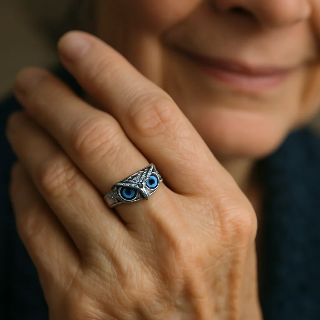 Sterling Silver Owl Design Adjustable Ring
