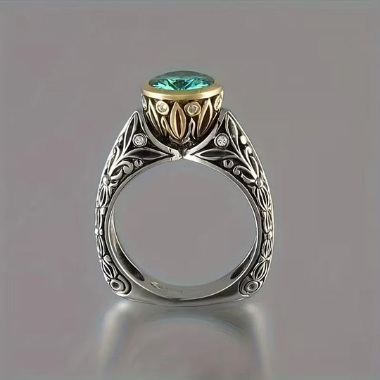 Bezel-Set Sterling Silver Filigree Ring
