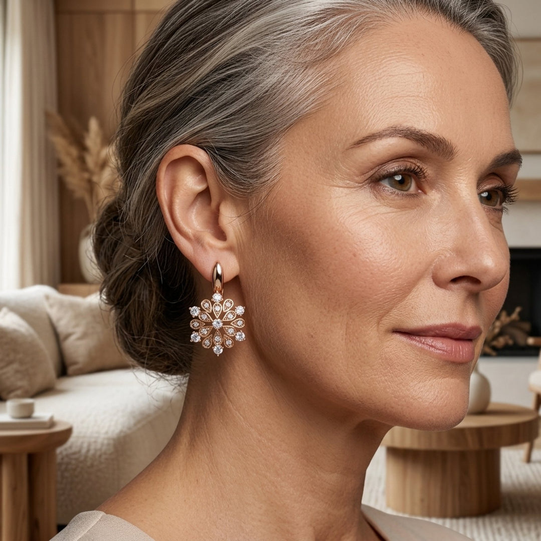 Flower Gold Drop Earrings