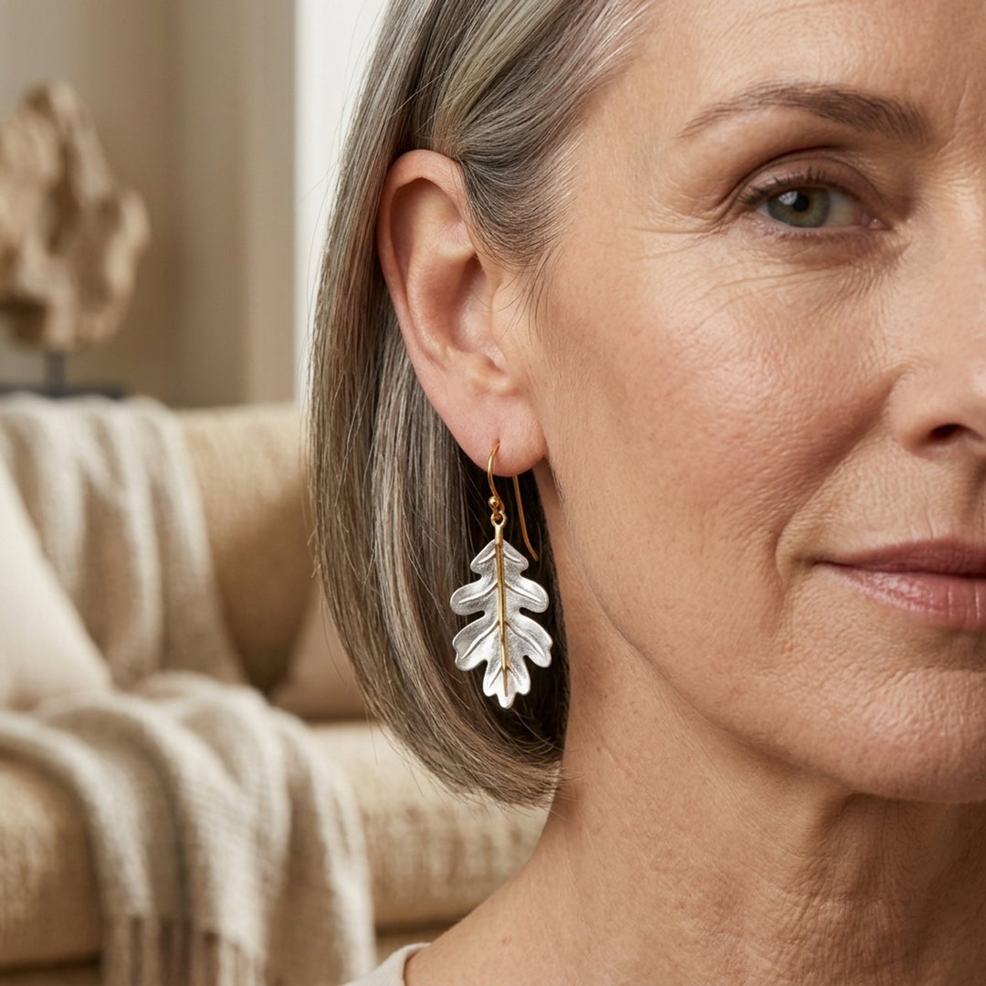 Gold-Plated Leaf Drop Earrings