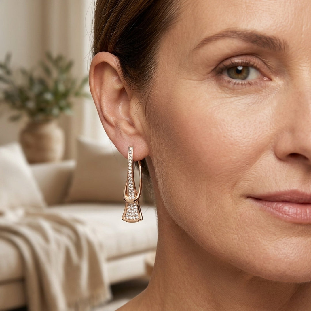 Gold Pavé Diamond Hoop Earrings