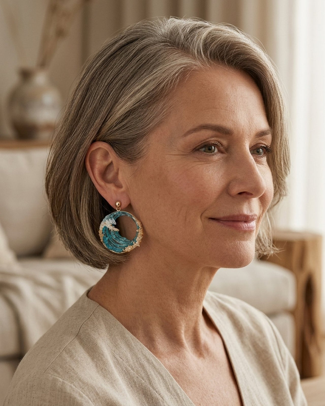 Resin Wave Hoop Statement Earrings